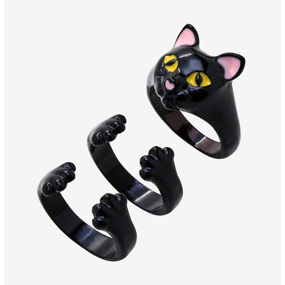 NWOT More Than Magic Kid's 3-pc Cat Ring Set: WHITE/GOLD! - Picture 11 of 12